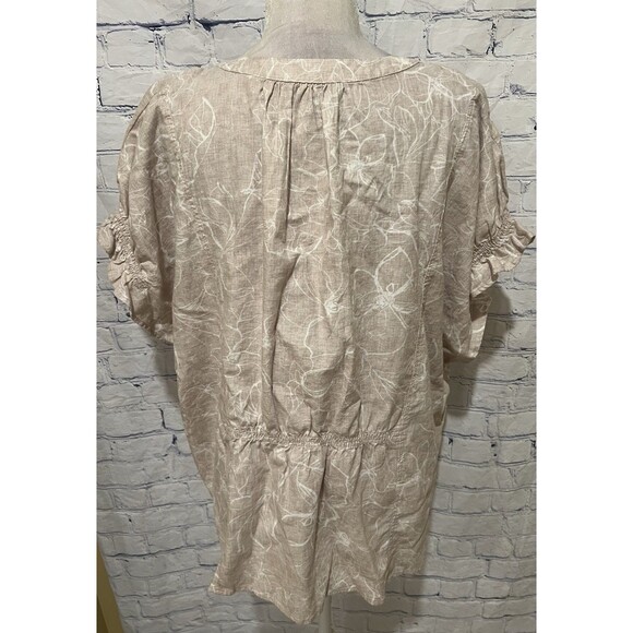 NWT ZAC & RACHEL Women Plus Size Split Neck Short Sleeve Linen Blend Blouse 3X - Picture 4 of 9